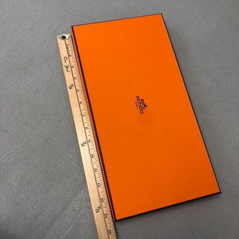 Authentic Hermes Orange Storage Gift Box Empty 14.5x7.5x1.5 Small Rectangle